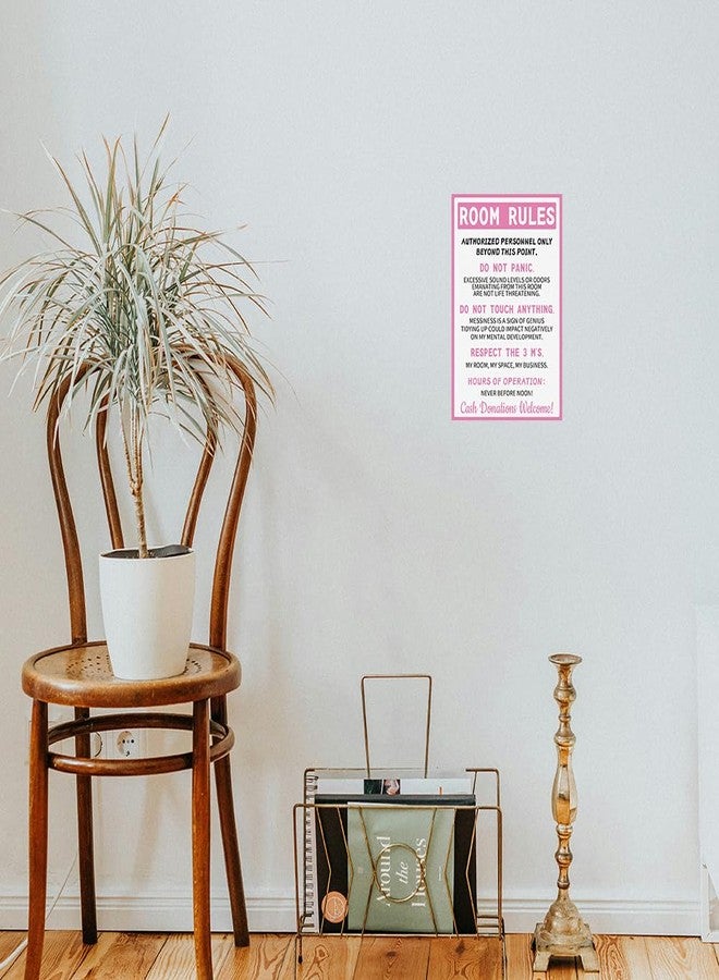 Flyhaw Room Rules Sign For Teen Girls Tin Sign Pink Preppy Room Decor Metal Sign Teen Girl Stuff Cute Teenage Door Sign Girls Birthday Holidays Gift 12x8 Inch - Image 4